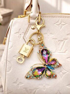 Authentic Louis Vuitton Gold Padlock 🔒 Key Set w/Unbranded Butterfly Bag Charm